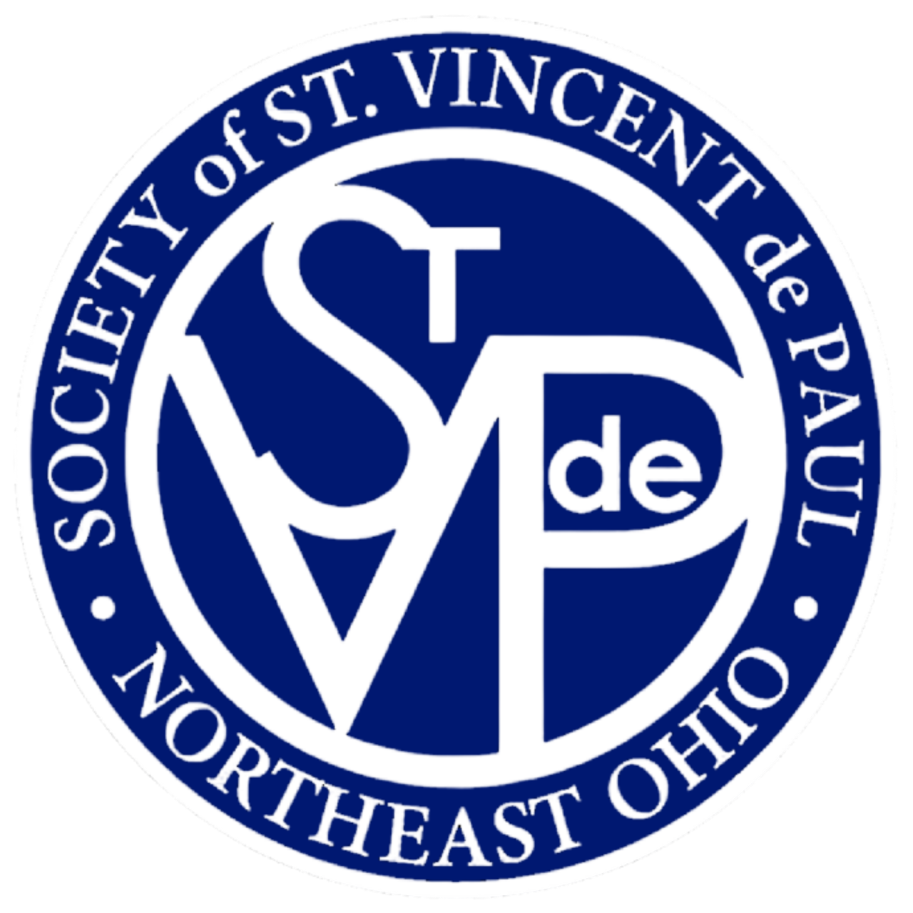 SVDP circle logo - blue and white