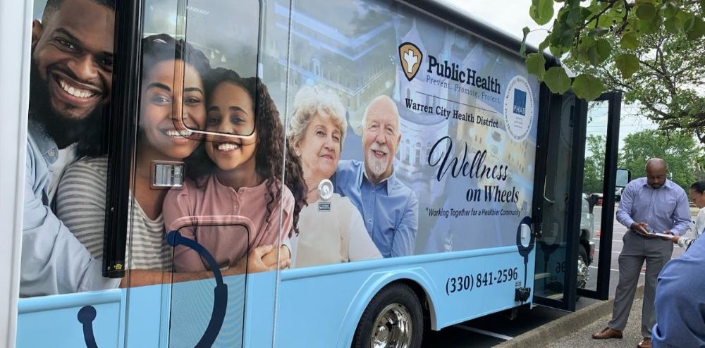 Mahoning County Public Health truck for healthcare parked with doors open